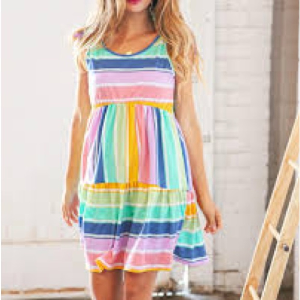 Colorful Striped Mini Dress